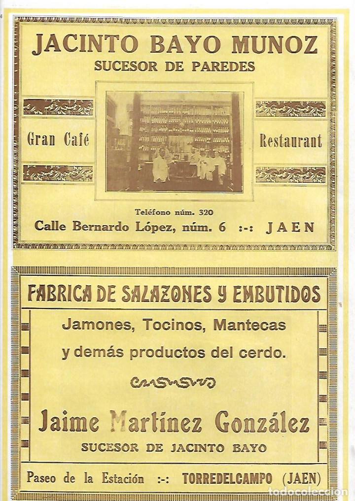 Collecting paper: A&Ntilde;O 1927 PUBLICIDAD JACINTO BAYO MUNOZ SUCESOR DE PAREDES JAEN GRAN CAFE RESTAURANT
