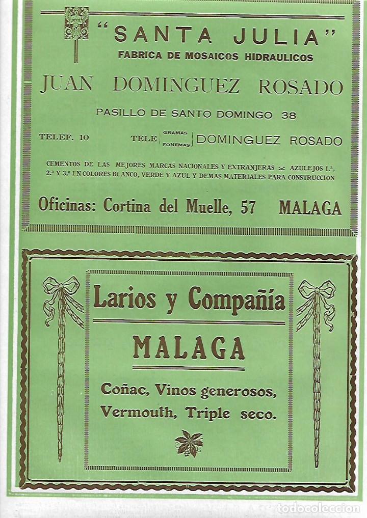 Collectionnisme: A&Ntilde;O 1927 PUBLICIDAD SANTA JULIA MOSAICOS HIDRAULICOS JUAN DOMINGUEZ ROSADO MALAGA LARIOS VINO CO&Ntilde;AC
