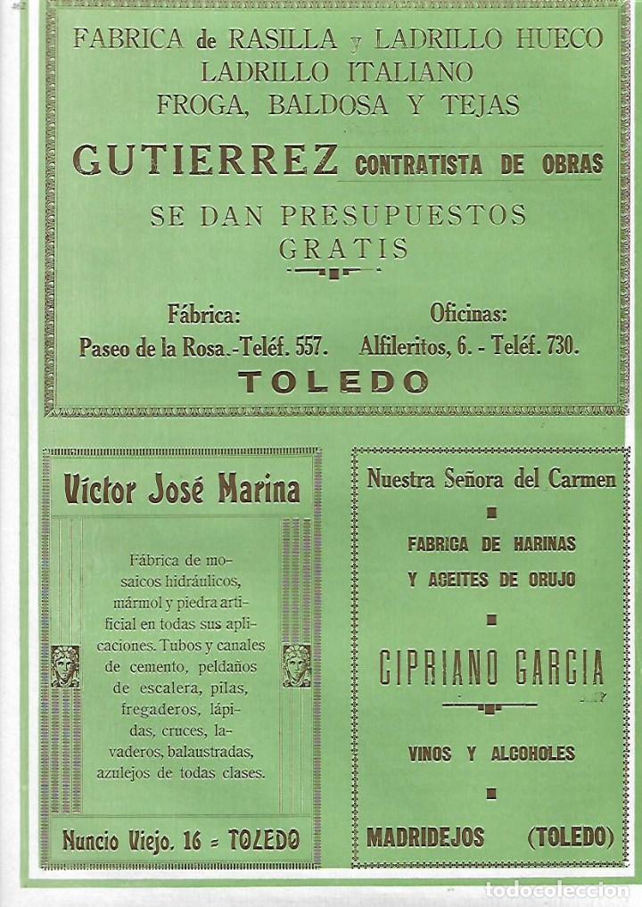 Collezionismo: A&Ntilde;O 1927 PUBLICIDAD TOLEDO VICTOR JOSE MARINA CIPRIANO GARCIA MADRIDEJOS NTRA SRA  DEL CARMEN HARINA