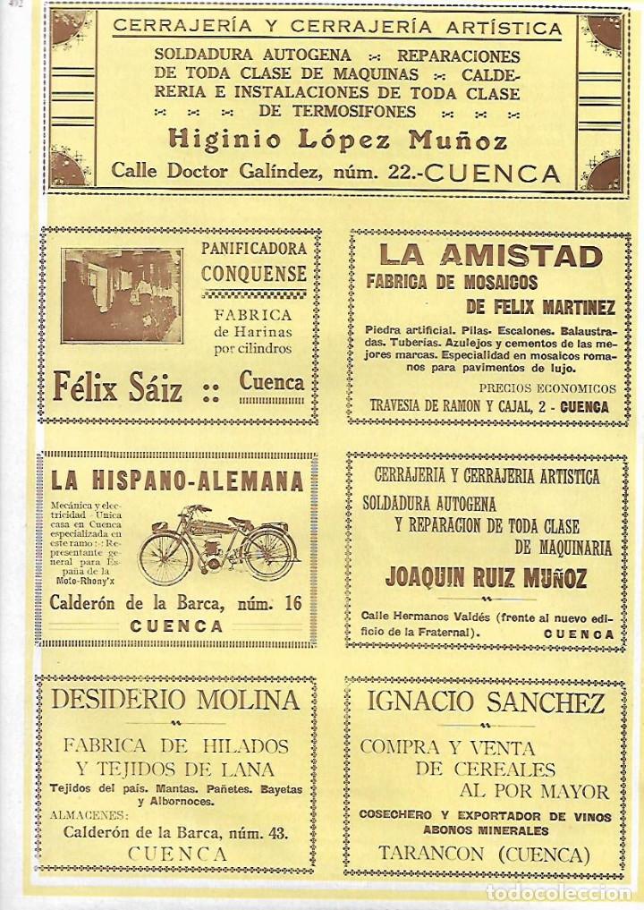 Collezionismo: A&Ntilde;O 1927 PUBLICIDAD LA AMISTAD MOSAICOS FELIX MARTINEZ CUENCA LA HISPANO ALEMANA MOTO RHONY'S