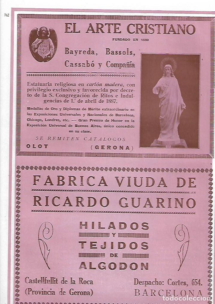 Collezionismo: A&Ntilde;O 1927 PUBLICIDAD EL ARTE CRISTIANO OLOT BAYREDA BASSOLS CASSABO Y COMPA&Ntilde;IA ESTATUARIA RELIGIOSA