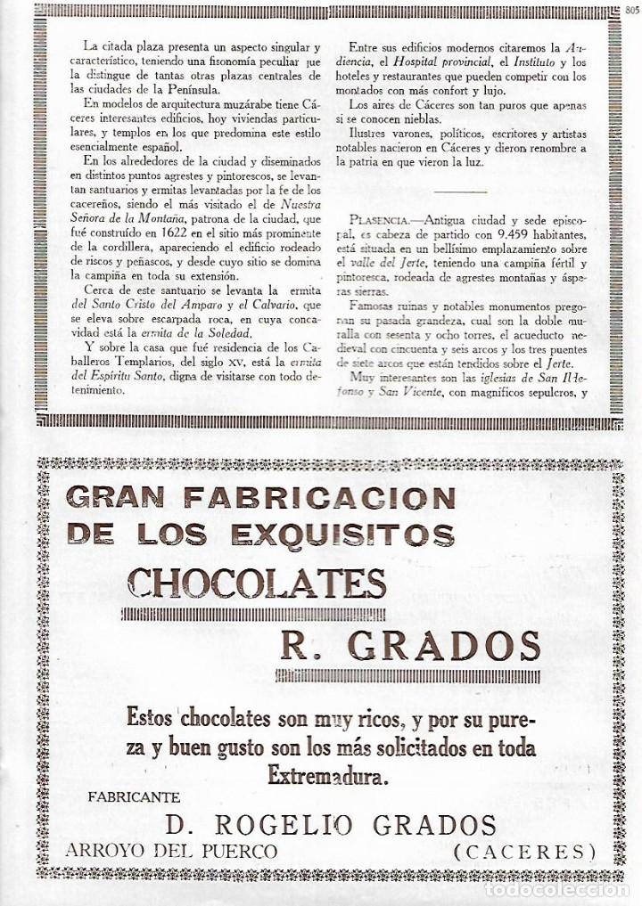 Collecting paper: A&Ntilde;O 1927 PUBLICIDAD FABRICA DE CHOCOLATE ROGELIO GRADOS ARROYO DEL PUERCO CACERES