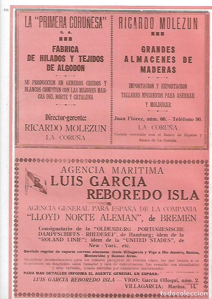 Sammelleidenschaft Papier: A&Ntilde;O 1927 PUBLICIDAD LUIS GARCIA REBOREDO ISLA AGENCIA MARITIMA VIGO VILLAGARCIA