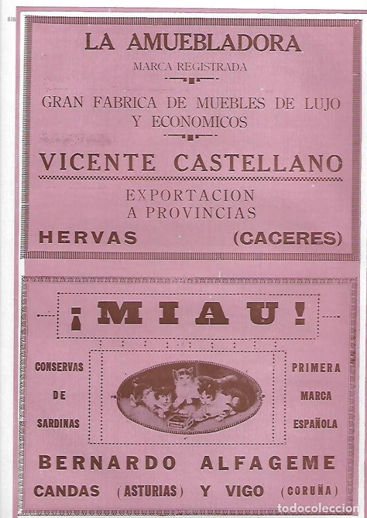 Collezionismo: A&Ntilde;O 1927 PUBLICIDAD LA AMUEBLADORA VICENTE CASTELLANO HERVAS CACERES FABRICA MUEBLES DE LUJO