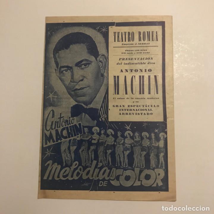 Coleccionismo: TEATRO ROMEA. PROGRAMA DE MANO. ANTONIO MACHIN. - Foto 1