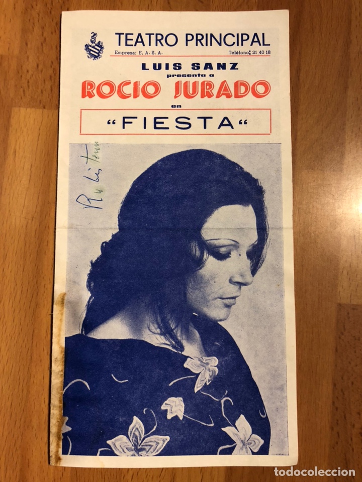 Coleccionismo: Programa teatro principal valencia fiesta rocio jurado Celia gamez y rosario