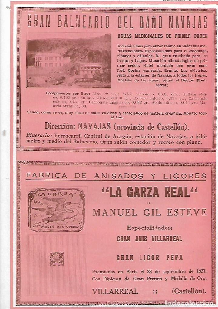 Collectionnisme: A&Ntilde;O 1927 PUBLICIDAD GRAN BALNEARIO DEL BA&Ntilde;O NAVAJAS CASTELLO AGUAS MEDICINALES