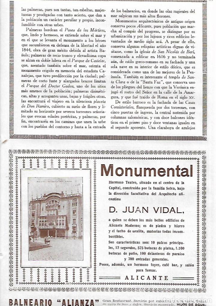 Collecting paper: A&Ntilde;O 1927 PUBLICIDAD TEATRO MONUMENTAL ALICANTE FAMILIA SELVA ARQUITECTO JUAN VIDAL