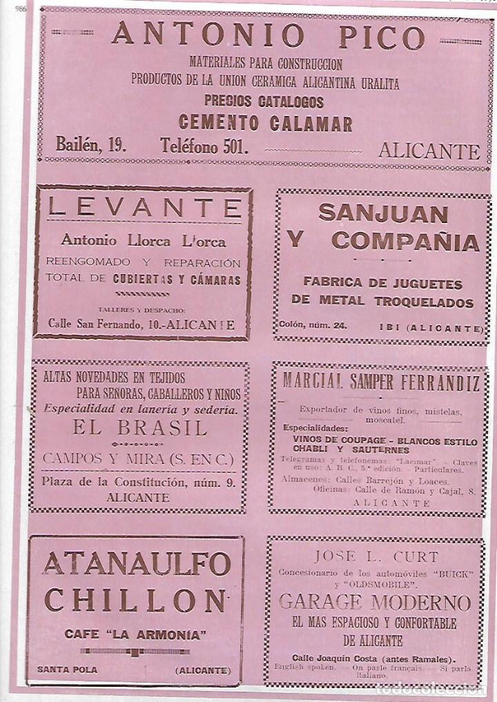 Collecting paper: A&Ntilde;O 1927 ATANAULFO CHILLON CAFE LA ARMONIA SANTA POLA ALICANTE JOSE L CURT GARAGE MODERNO