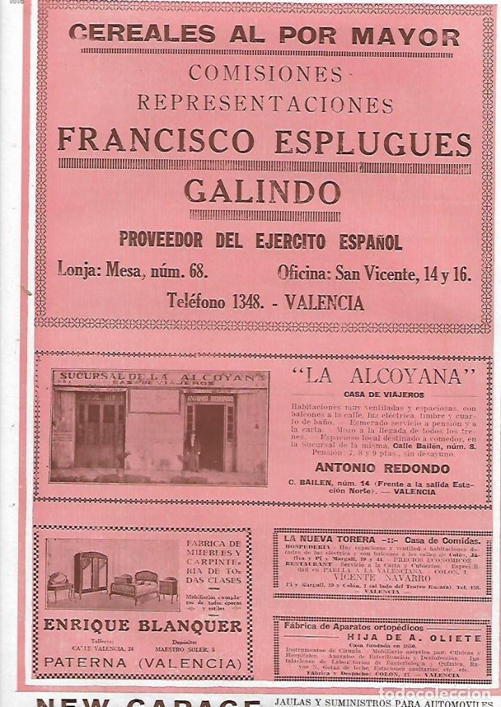 Colecionismo: A&Ntilde;O 1927 LA ALCOYANA CASA DE VIAJEROS VALENCIA ENRIQUE BLANQUER MUEBLES CARPINTERIA PATERNA