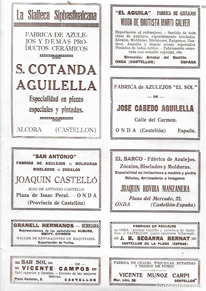 Collecting paper: A&Ntilde;O 1927 PUBLICIDAD LA SIALFECA SIPBASFLUALCANA AZULEJOS COTANDA AGUILELLA ALCORA CASTELLON