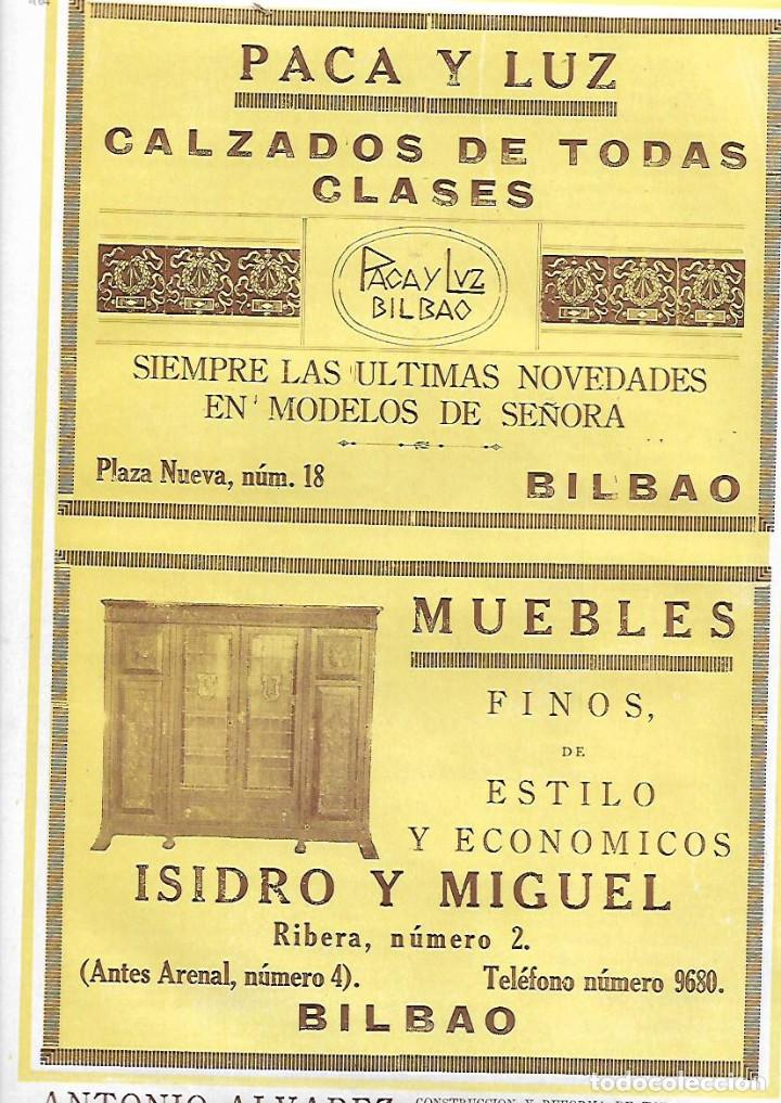 Colecionismo: A&Ntilde;O 1927 PUBLICIDAD PACA Y LUZ CALZADOS BILBAO ISIDRO Y MIGUEL MUEBLES FINOS DE ESTILO