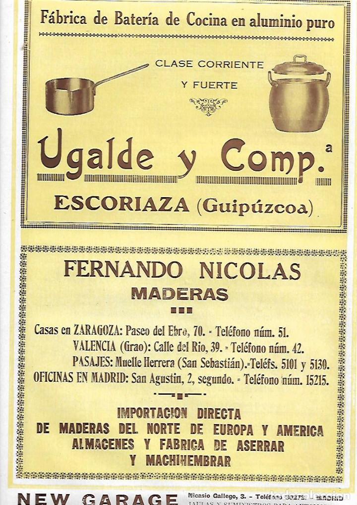 Collectionnisme: A&Ntilde;O 1927 PUBLICIDAD UGALDE Y COMPA&Ntilde;IA ESCORIAZA GUIPUZCOA FABRICA BATERIA DE COCINA ALUMINIO PURO