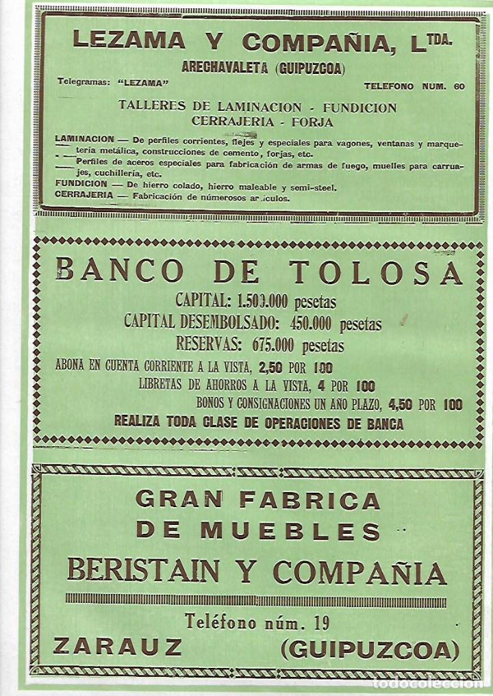 Collecting paper: A&Ntilde;O 1927 PUBLICIDAD LEZAMA TALLER LAMINACON FUNDICION CERRAJERIA ARECHAVALETA GUIPUZCOA