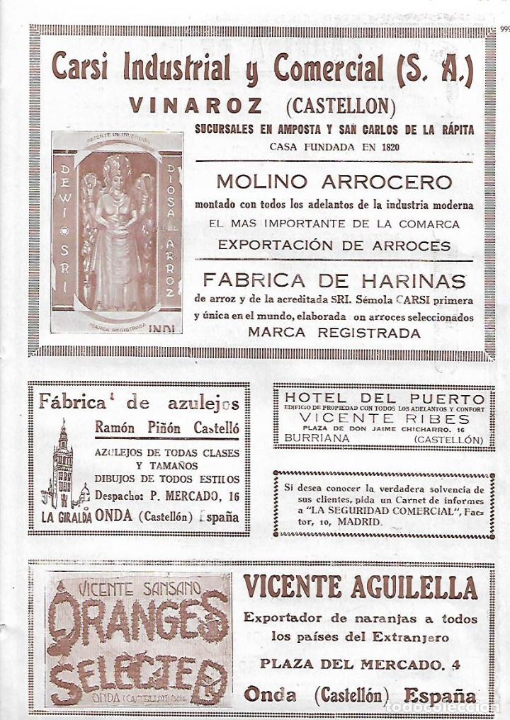 Collecting paper: A&Ntilde;O 1927 PUBLICIDAD AZULEJOS RAMON PI&Ntilde;ON CASTELLO LA GIRALDA ONDA NARANJAS VICENTE AGUILELLA