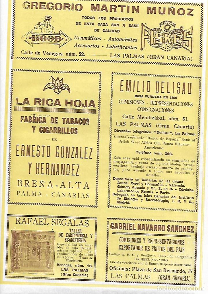 Colecionismo: A&Ntilde;O 1927 PUBLICIDAD CARPINTERIA RAFAEL SEGALAS LAS PALMAS GRAN CANARIA GABRIEL NAVARRO SANCHEZ