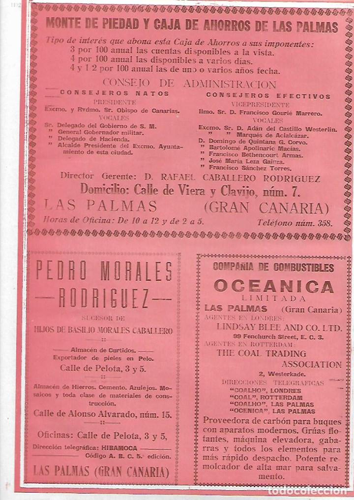 Colecionismo: 1927 PUBLICIDAD PEDRO MORALES RODRIGUEZ BASILIO MORALES CABALLERO LAS PALMAS COMBUSTIBLES OCEANICA