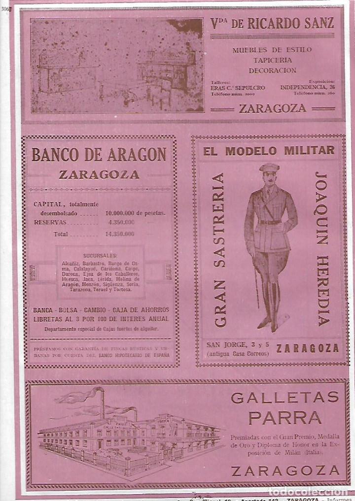 Colecionismo: A&Ntilde;O 1927 PUBLICIDAD SASTRERIA MILITAR JOAQUIN HEREDIA ZARAGOZA GALLETAS PARRA