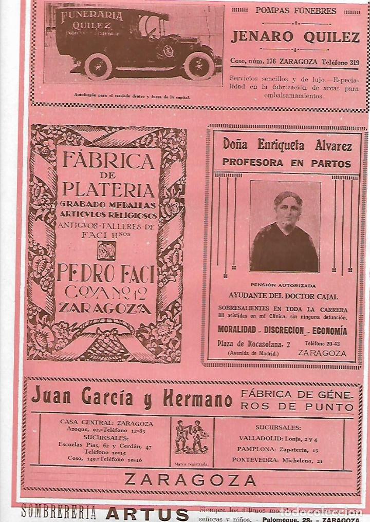Collecting paper: A&Ntilde;O 1927 PUBLICIDAD ENRIQUETA ALVAREZ PARTOS COMADRONA AYUDANTE DOCTOR CAJAL ZARAGOZA