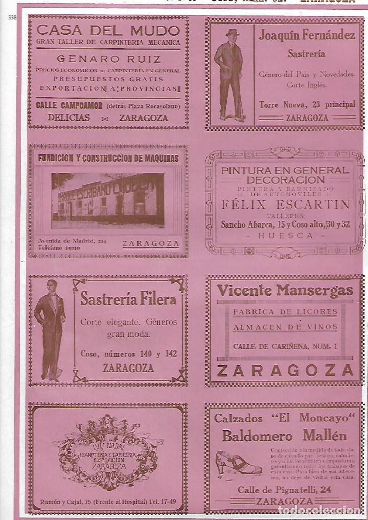 Collectionnisme: A&Ntilde;O 1927 PUBLICIDAD FUNDICION ESCRIBANO ZARAGOZA PINTURA FELIX ESCARTIN HUESCA SASTRERIA FILERA