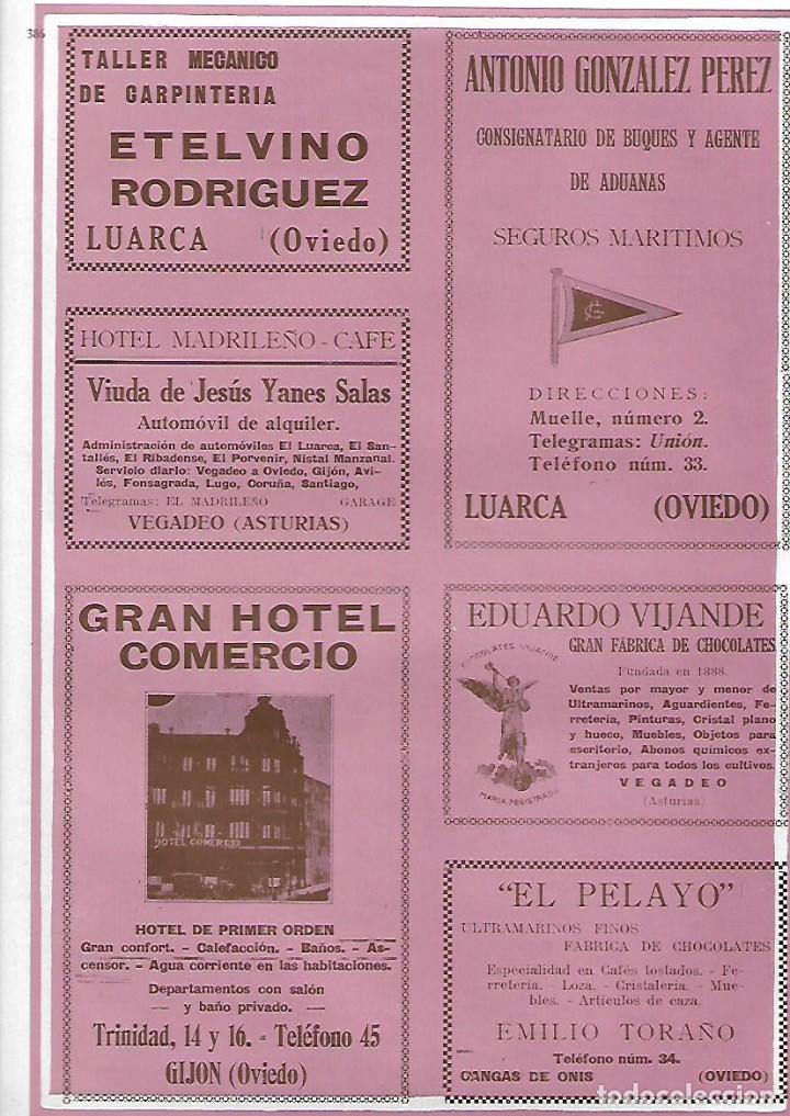 Sammelleidenschaft Papier: A&Ntilde;O 1927 PUBLICIDAD HOTEL COMERCIO GIJON EL PELAYO EMILIO TORA&Ntilde;O CHOCOLATE CANGAS DE ONIS OVIEDO