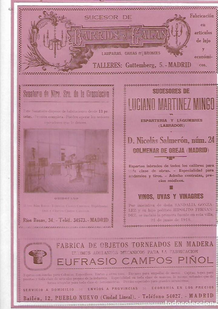 Colecionismo: A&Ntilde;O 1927 PUBLICIDAD SUCESOR LUCIANO MARTINEZ MINGO COLMENAR DE OREJA MADRID