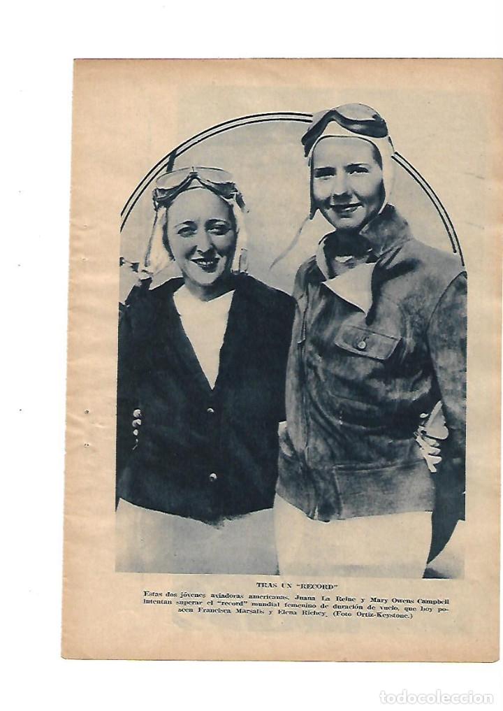 Colecionismo: A&Ntilde;O 1934 RECORTE PRENSA AVIACION AVIADORAS JUANA LA REINE MARY OWENS CAMPBELL INTENTAN RECOR MUNDIAL