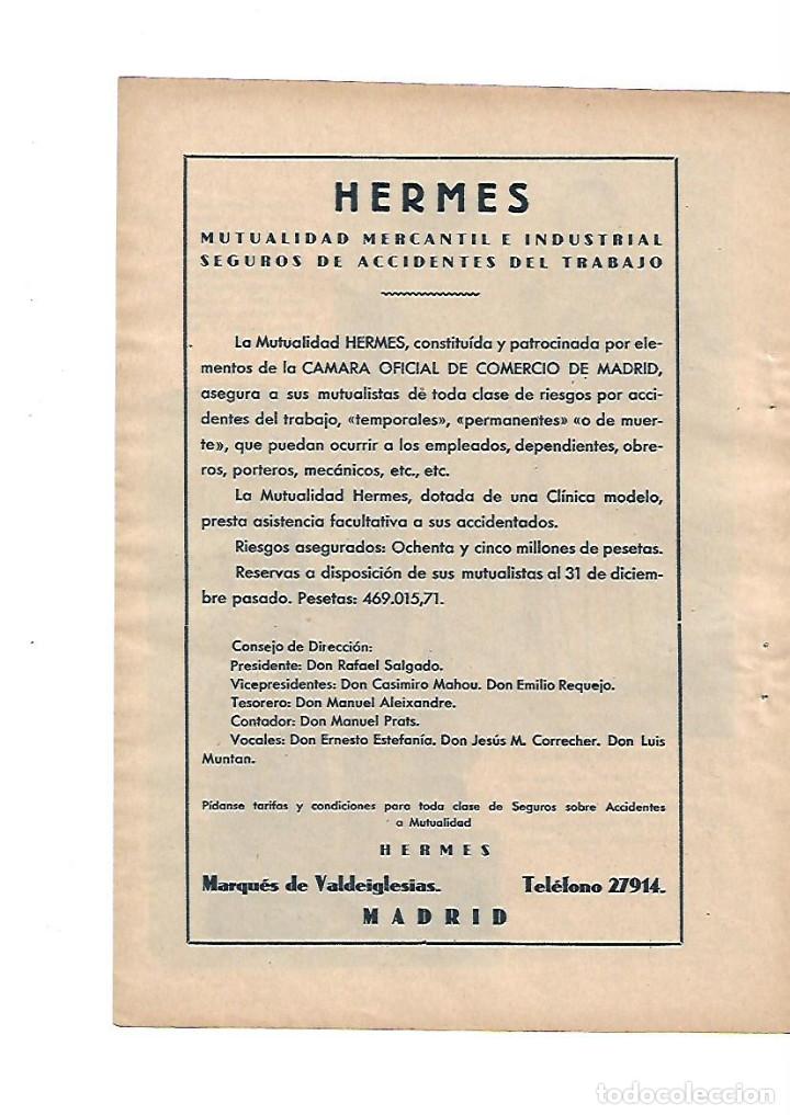 Collezionismo: A&Ntilde;O 1934 RECORTE PRENSA PUBLICIDAD HERMES MUTUALIDAD MERCANTIL INDUSTRIAL SEGUROS ACCIDENTE TRABAJO