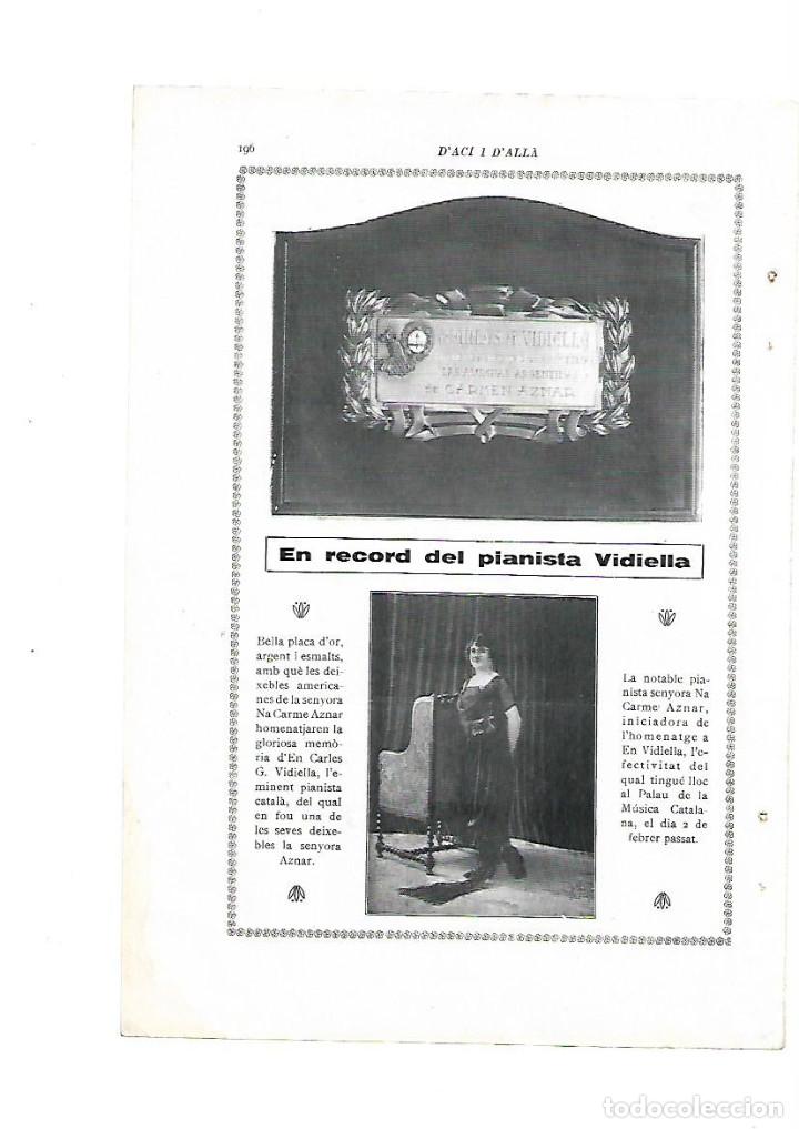 Collezionismo: A&Ntilde;O 1923 RECORTE PRENSA MUSICA PIANO HOMENAJE PIANISTA VIDIELLA CARME AZNAR