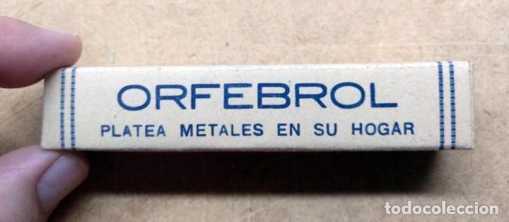 Coleccionismo: antigua caja con tubo orfebrol, platea metales, semi nueva, productos omega