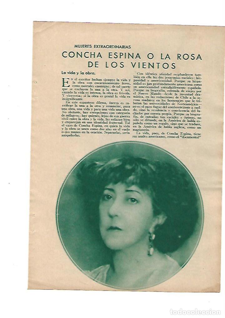 Collezionismo: A&Ntilde;O 1934 RECORTE PRENSA LITERATURA CONCHA ESPINA O LA ROSA DE LOS VIENTOS VIDA Y OBRA