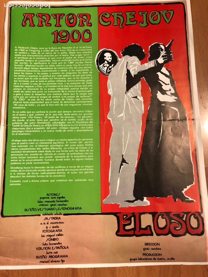 Coleccionismo: Programa teatro el oso chejov y la m&aacute;s fuerte Strindberg grupo laboratorio de teatro sevilla