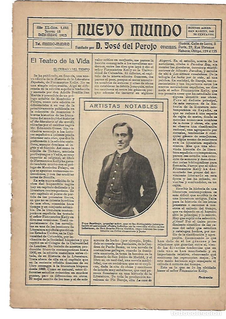 Colecionismo: A&Ntilde;O 1913 RECORTE PRENSA FOTOGRAFIA JOSE PEPE SANTIAGO ACTOR TEATRO ARTISTA ESPA&Ntilde;OL