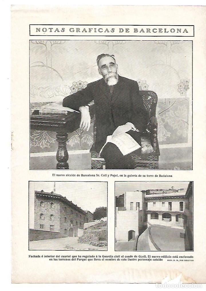 Coleccionismo: A&Ntilde;O 1909 RECORTE PRENSA CUARTEL DE LA GUARDIA CIVIL REGALADO POR EL CONDE GUELL PARQUE GUELL