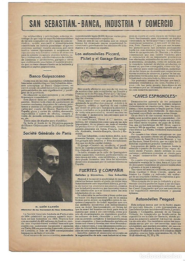 Coleccionismo: A&Ntilde;O 1909 SAN SEBASTIAN INDUSTRIA EL ANDORRANO CASA SERRA AUTOMOVIL FIAT PICCARD PICTET GARAGE GARNIE