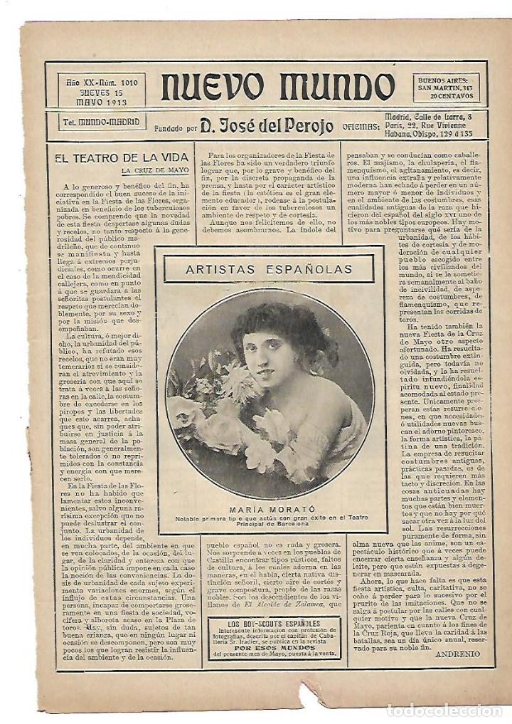 Sammelleidenschaft Papier: A&Ntilde;O 1913 RECORTE PRENSA FOTOGRAFIA MARIA MORATO ARTISTA ESPA&Ntilde;OLA TIPLE TEATRO PRINCIPAL BARCELONA