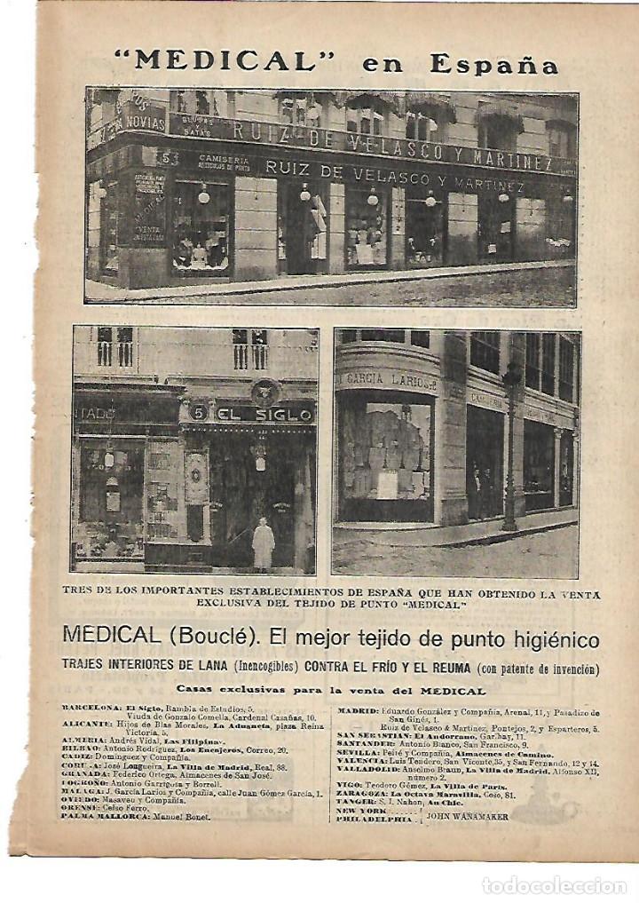 Collezionismo: A&Ntilde;O 1913 PUBLICIDAD MEDICAL TEJIDO PUNTO HIGIENICO ALMACEN RUIZ DE VELASCO MARTINEZ EL SIGLO