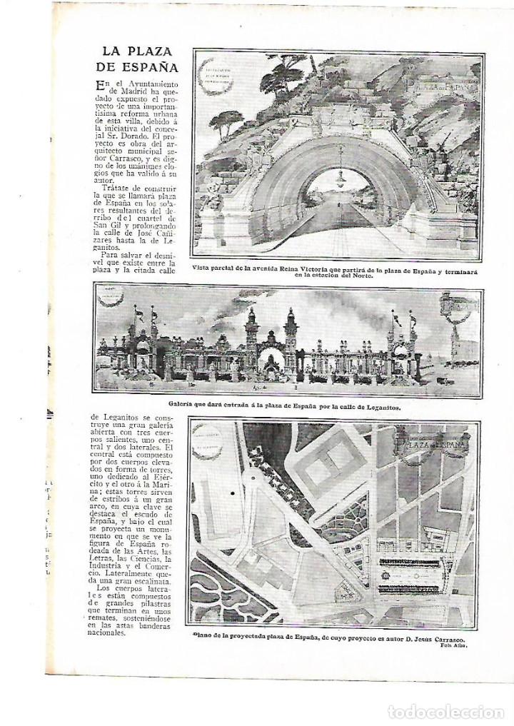 Collezionismo: A&Ntilde;O 1910 RECORTE PRENSA LA PLAZA DE ESPA&Ntilde;A DE MADRID PROYECTO JESUS CARRASCO