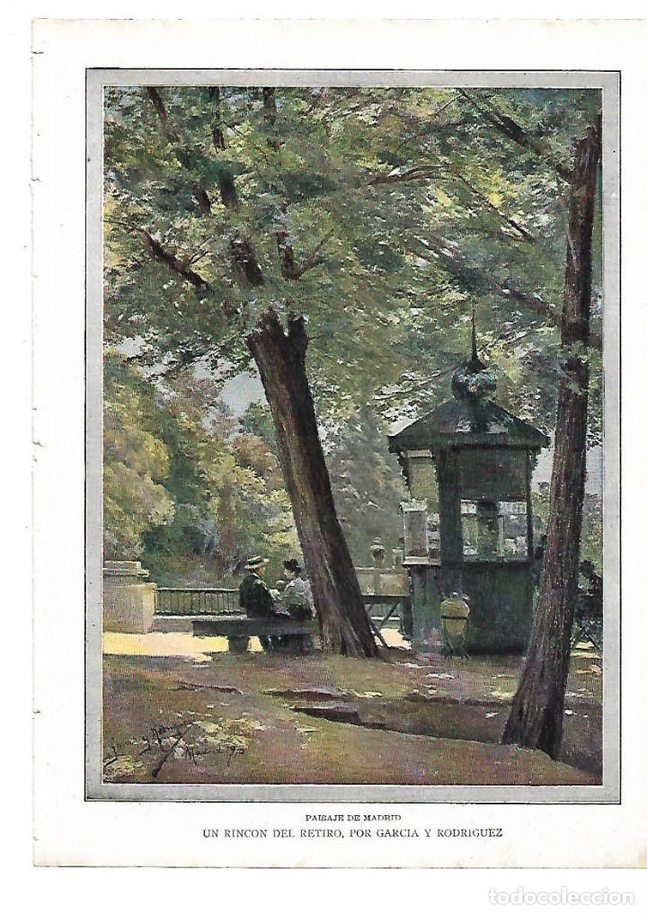 Sammelleidenschaft Papier: A&Ntilde;O 1910 RECORTE PRENSA DIBUJO PINTURA MADRID UN RINCON DEL RETIRO POR GARCIA Y RODRIGUEZ