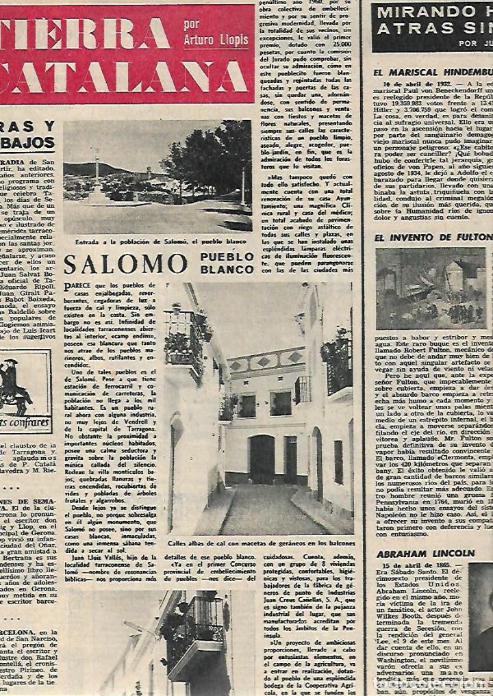 Sammelleidenschaft Papier: A&Ntilde;O 1962 RECORTE PRENSA SALOMO PUEBLO BLANCO BAIX GAIA TARRAGONA CALLES BLANCAS FLORES GERANIOS