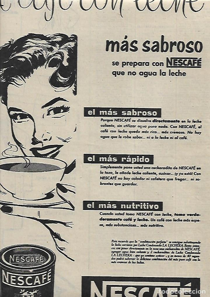 Collezionismo: A&Ntilde;O 1956 RECORTE PRENSA PUBLICIDAD NESCAFE CAFE CON LECHE