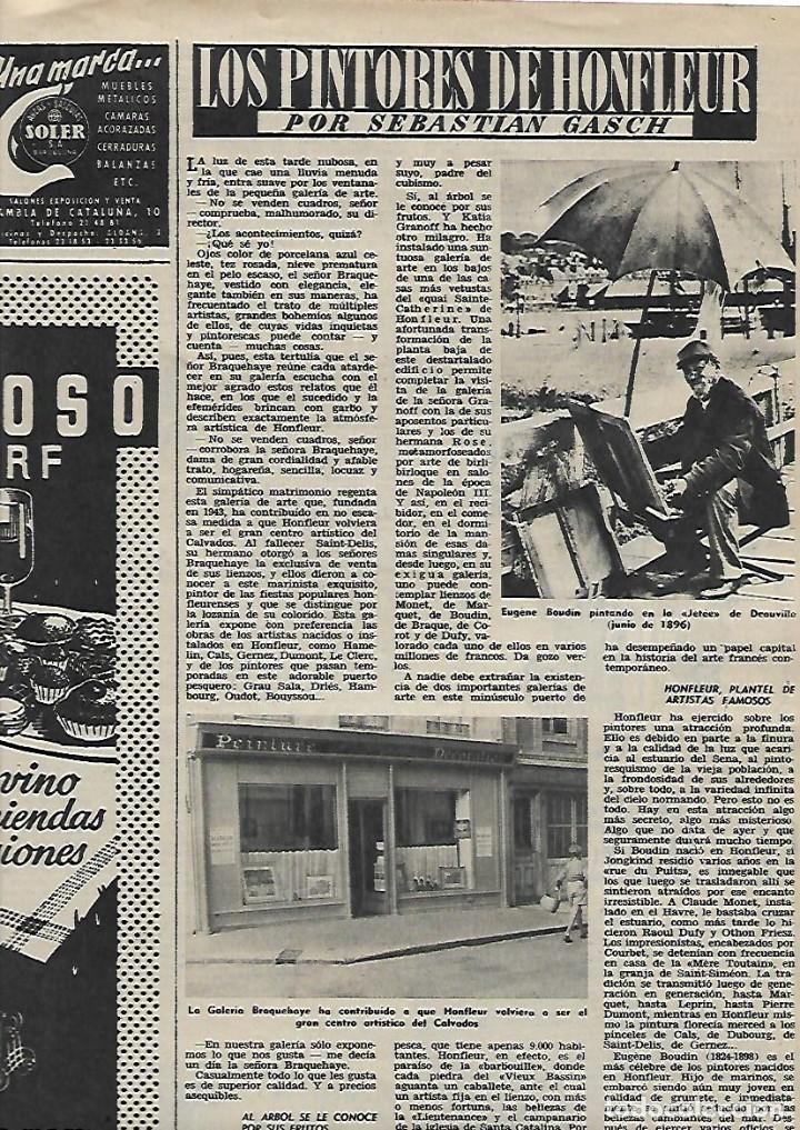 Sammelleidenschaft Papier: A&Ntilde;O 1956 RECORTE PRENSA PINTURA LOS PINTORES DE HONFLEUR GRAU SALA MUSEO