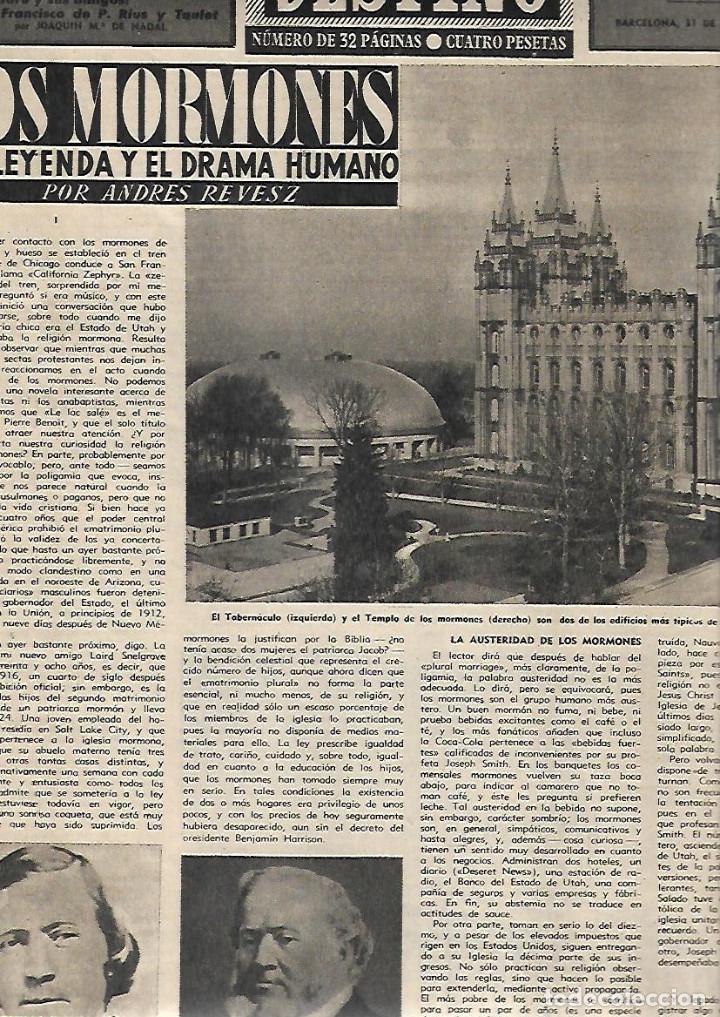 Collezionismo: A&Ntilde;O 1954 RECORTE PRENSA LOS MORMONES LA LEYENDA Y EL DRAMA HUMANO