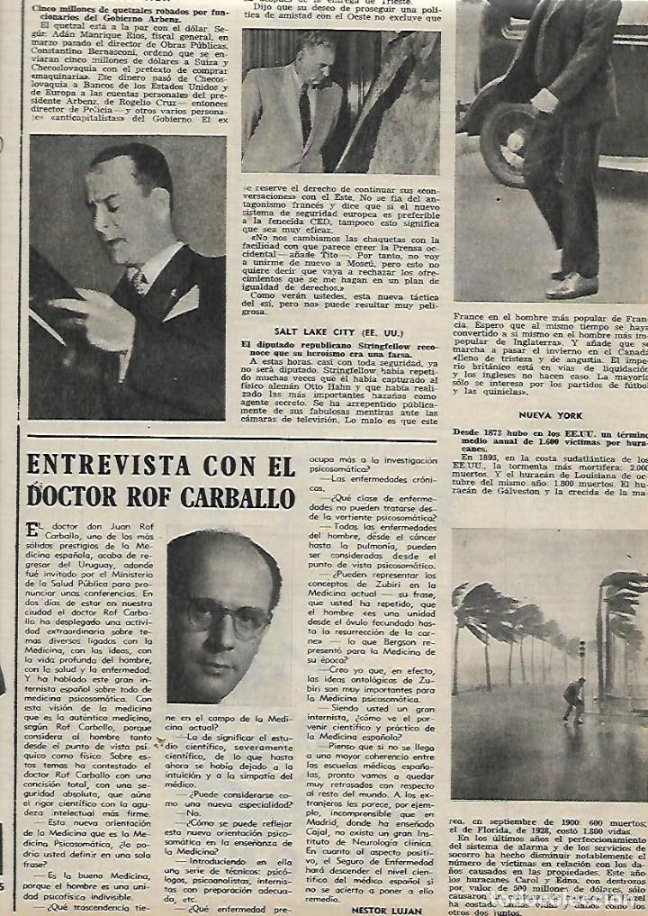 Colecionismo: A&Ntilde;O 1954 RECORTE PRENSA ENTREVISTA CON EL DOCTOR ROF CARBALLO MEDICINA