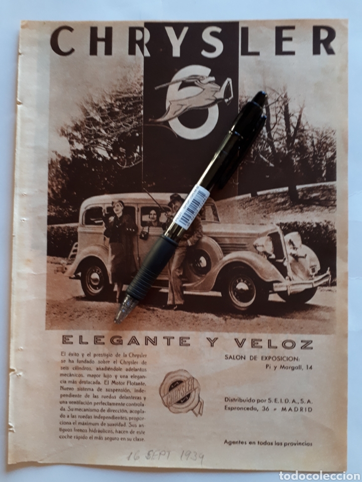 Coleccionismo: CHRYSLER. Hoja con publicidad. 1934