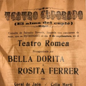Teatro Romea. Bella Dorita. Rosita Ferrer. Teatro Eldorado. El alma del cuplé. 15,7x21,6 cm