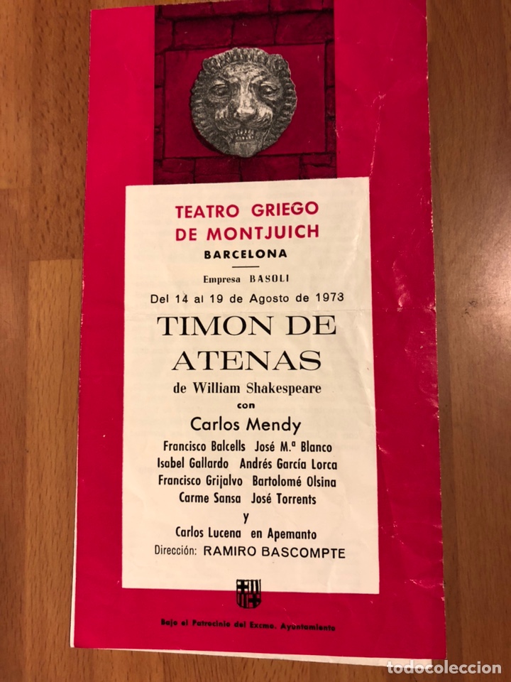 Coleccionismo: Programa teatro griego de montjuich.timon de atenas de shakespeare.carlos mendy
