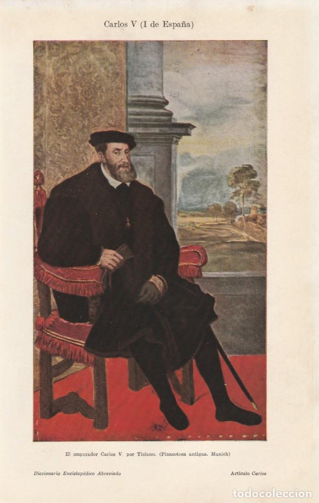 Sammelleidenschaft Papier: LAMINA HOJA RECORTADA- EMPERADOR CARLOS V - TICIANO - PINACOTECA ANTIGUA - MUNICH -