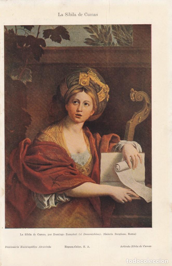 Coleccionismo: LAMINA HOJA RECORTADA- SIBILA DE CUMAS - DOMINGO ZAMPIERI - RELIGIOSA - GALERIA BORGHESE - ROMA