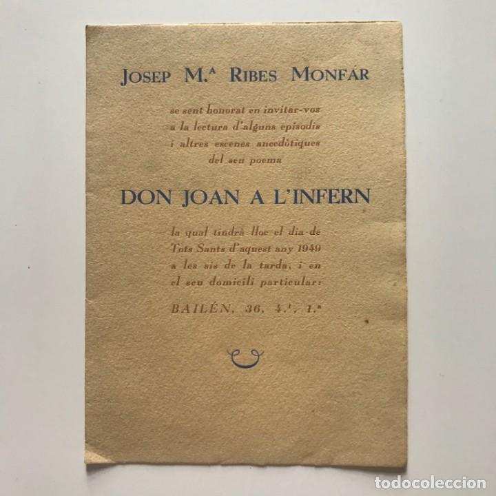 1949 Don Joan a l'infern. Josep M.ª Ribes Monfar 11,5x16 cm